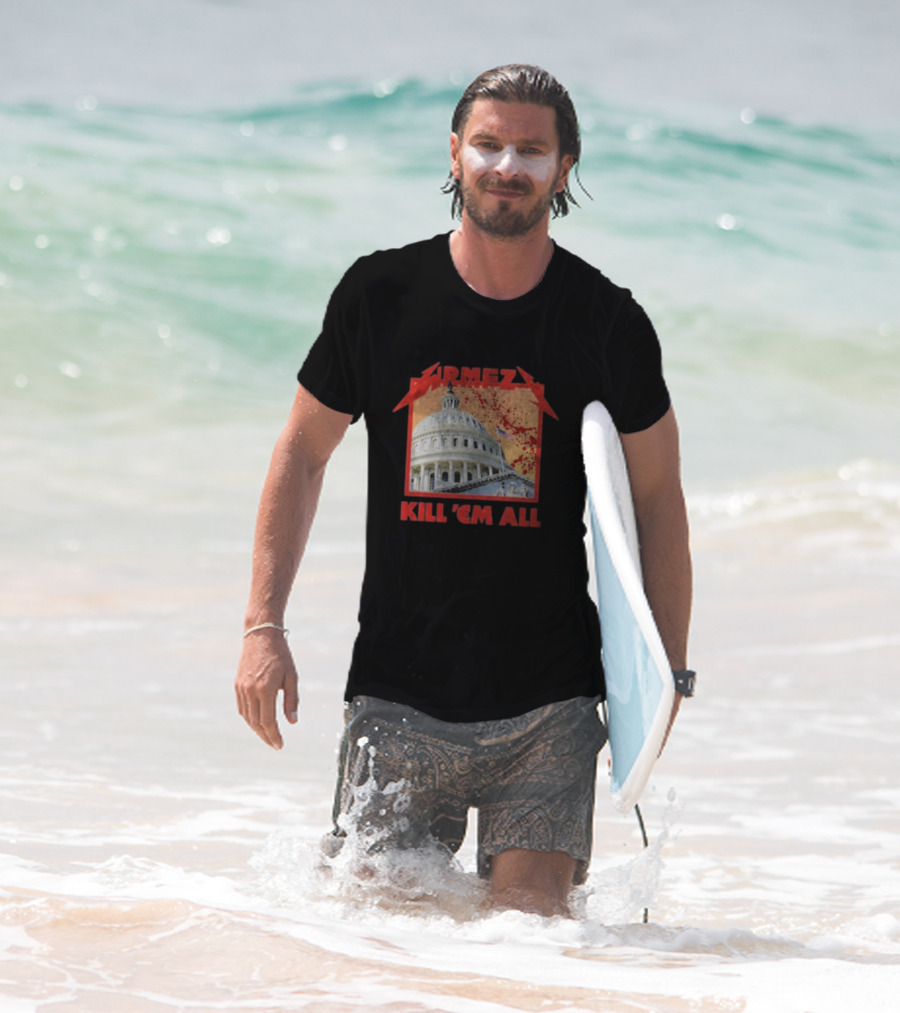 WRMFZY Kill Em All Capitol Blood Spatter American Flag T-Shirt