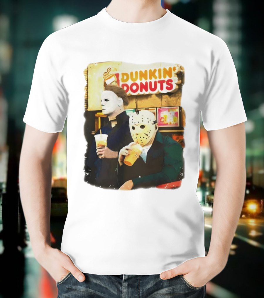 Dunkin Donuts Halloween Michael Jason Horror Movie Funny T-Shirt