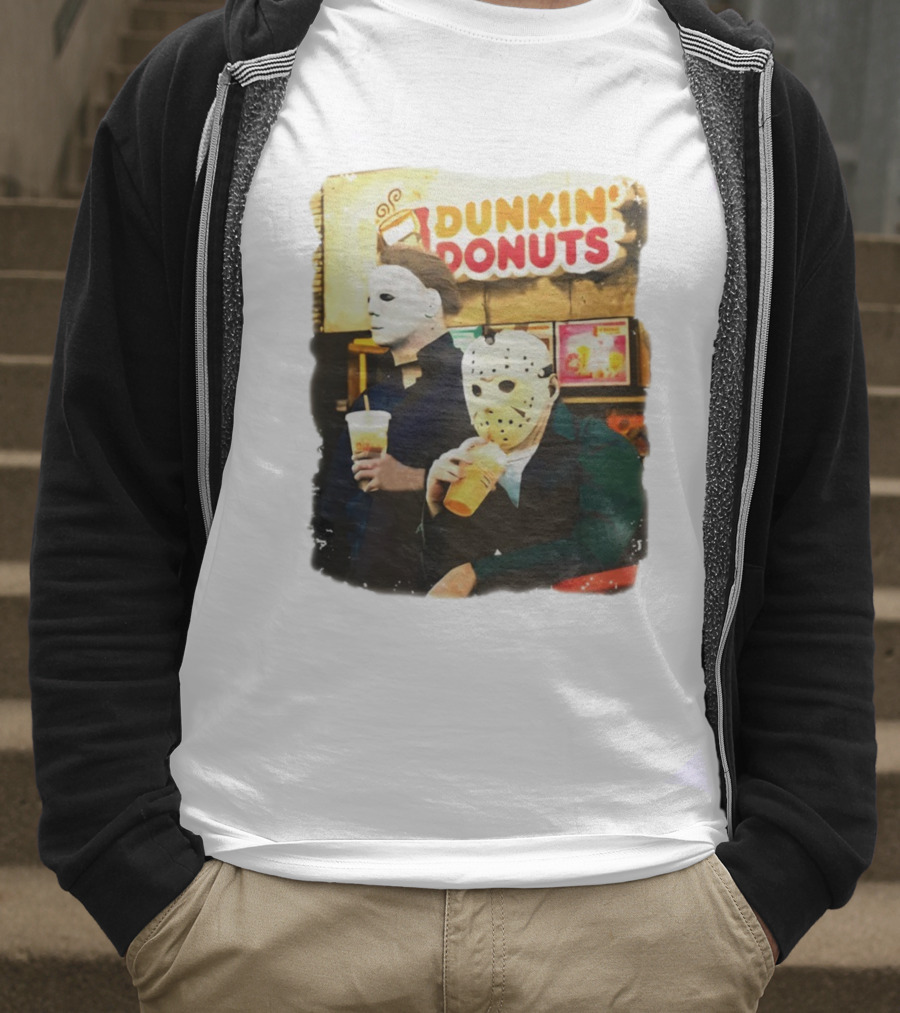 Dunkin Donuts Halloween Michael Jason Horror Movie Funny T-Shirt