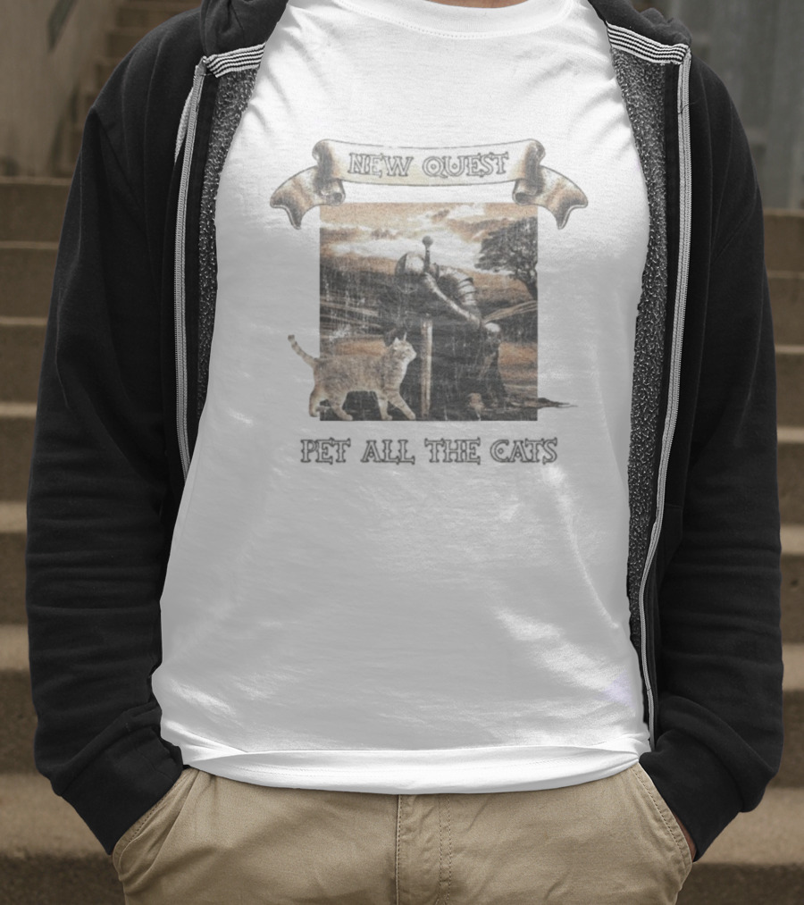 New Quest Pet All The Cats Knight Medieval Adventure T-Shirt