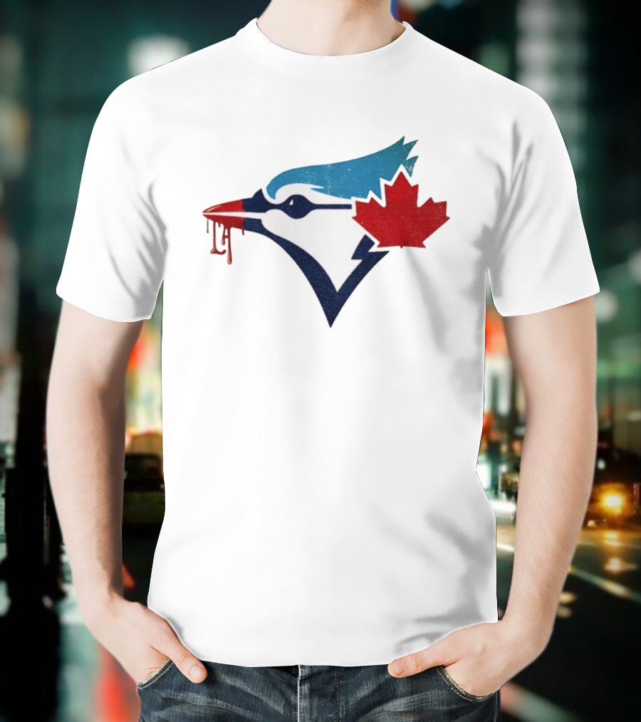 Toronto Blue Jays Dripping Maple Leaf Bird Emblem T-Shirt