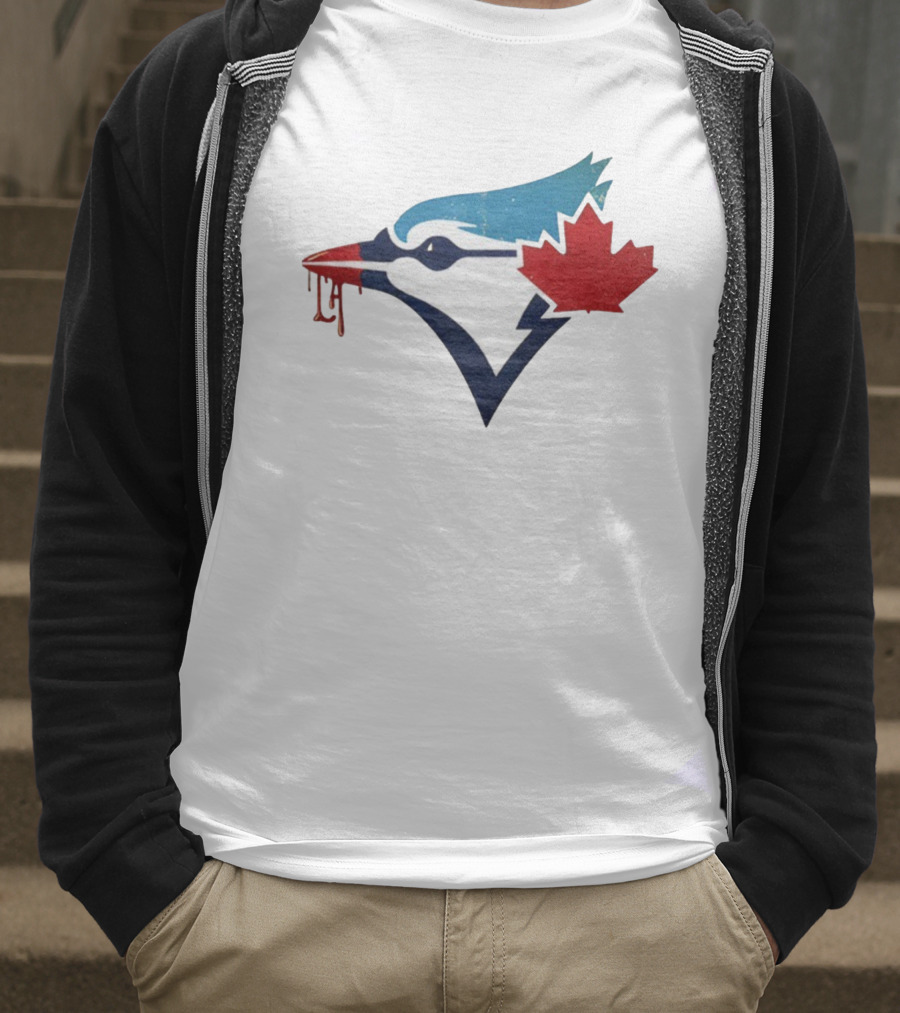 Toronto Blue Jays Dripping Maple Leaf Bird Emblem T-Shirt
