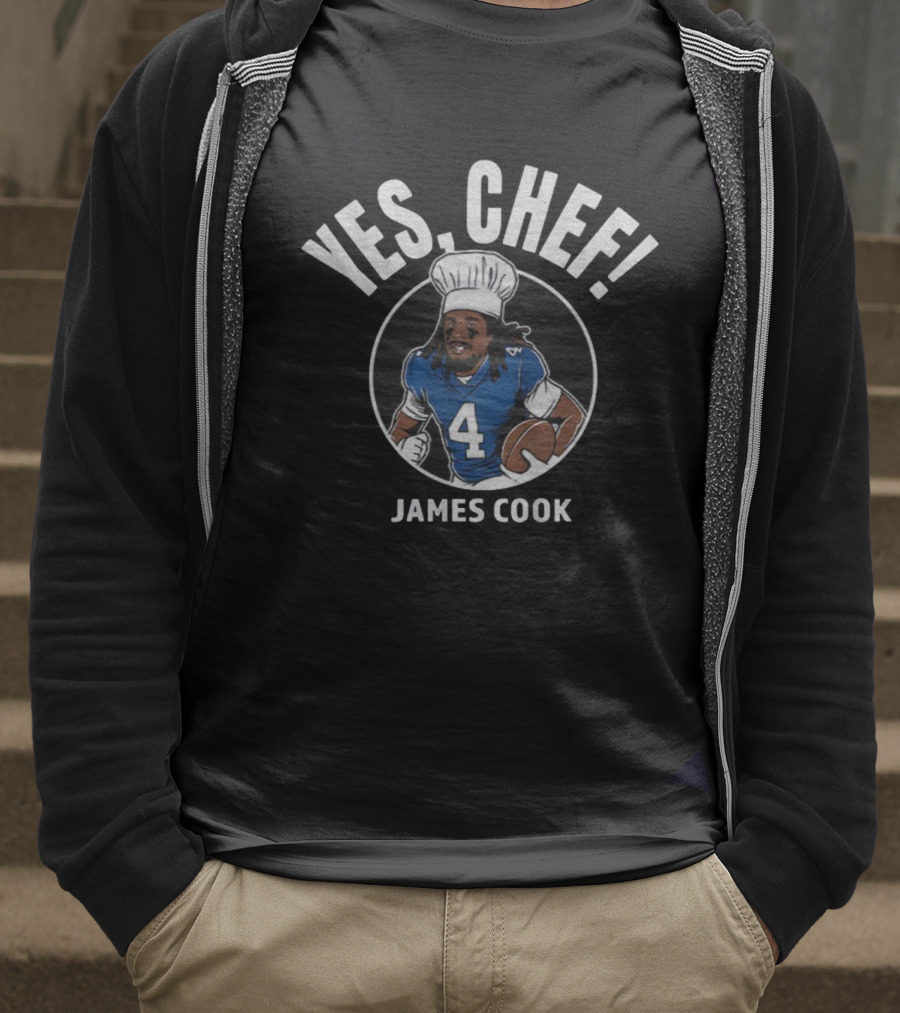 James Cook Yes Chef Cartoon Buffalo Bills NFL Football 2025 Game Day T-Shirt