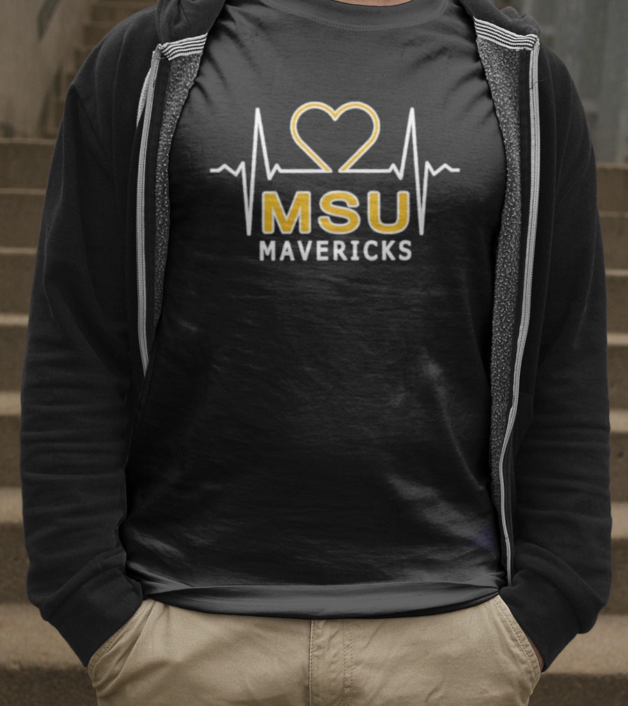 MSU Mavericks Heartbeat Love T-Shirt