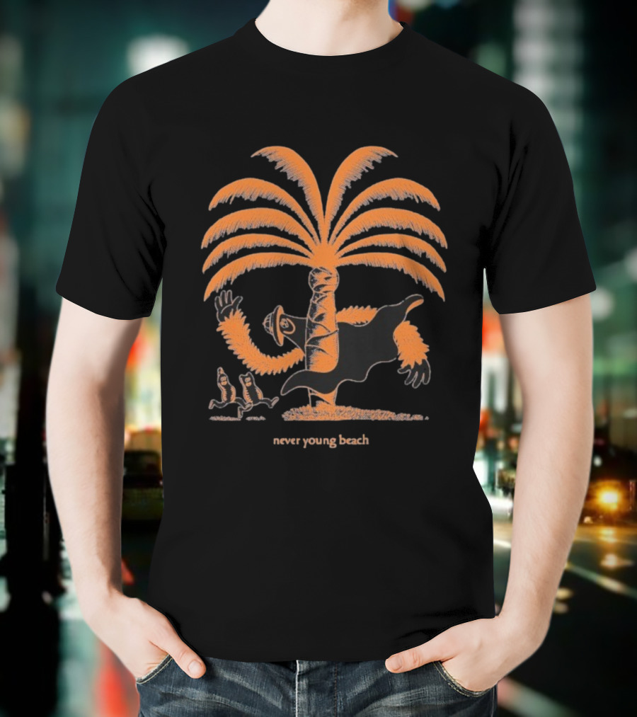 Never Young Beach Ghost Palm Tree Design Yashinoki T-Shirt