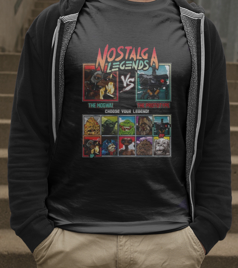 Nostalgia Legends Mogwai Vs Prototype Retro Battle Choose Your Legend T-Shirt