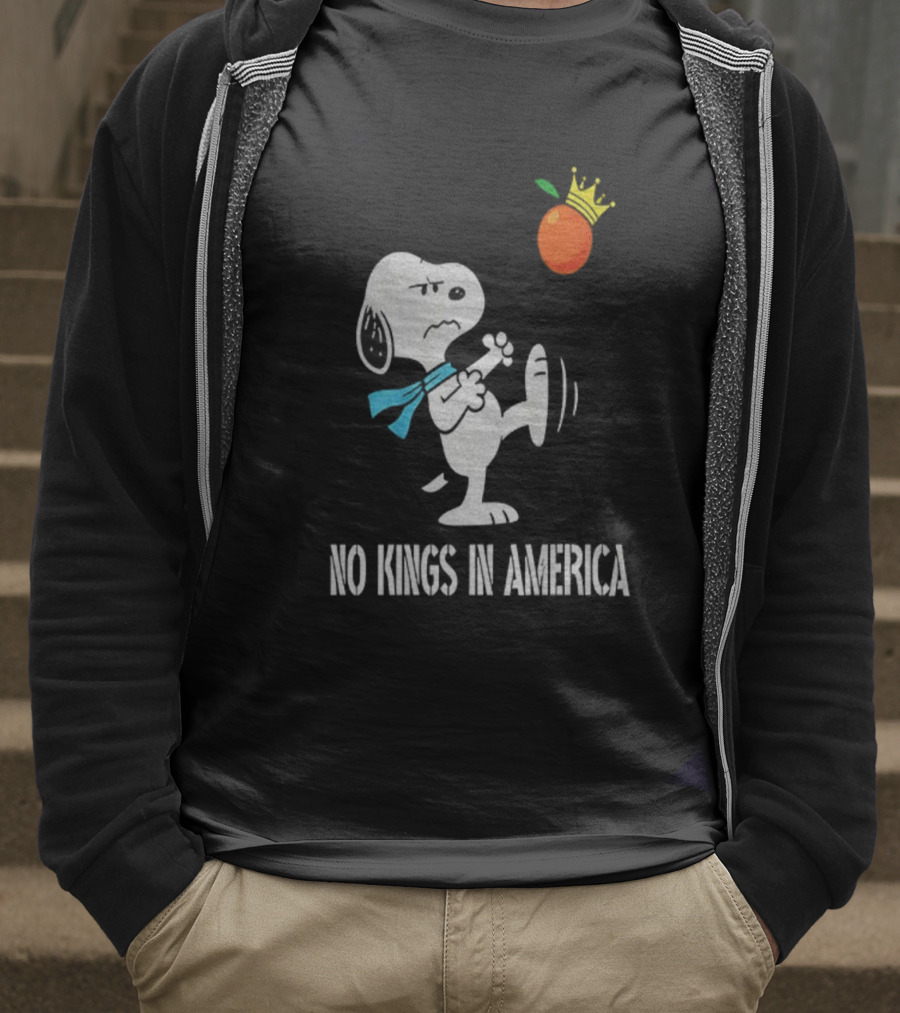 Snoopy Kicks Crowned Orange No Kings In America T-Shirt