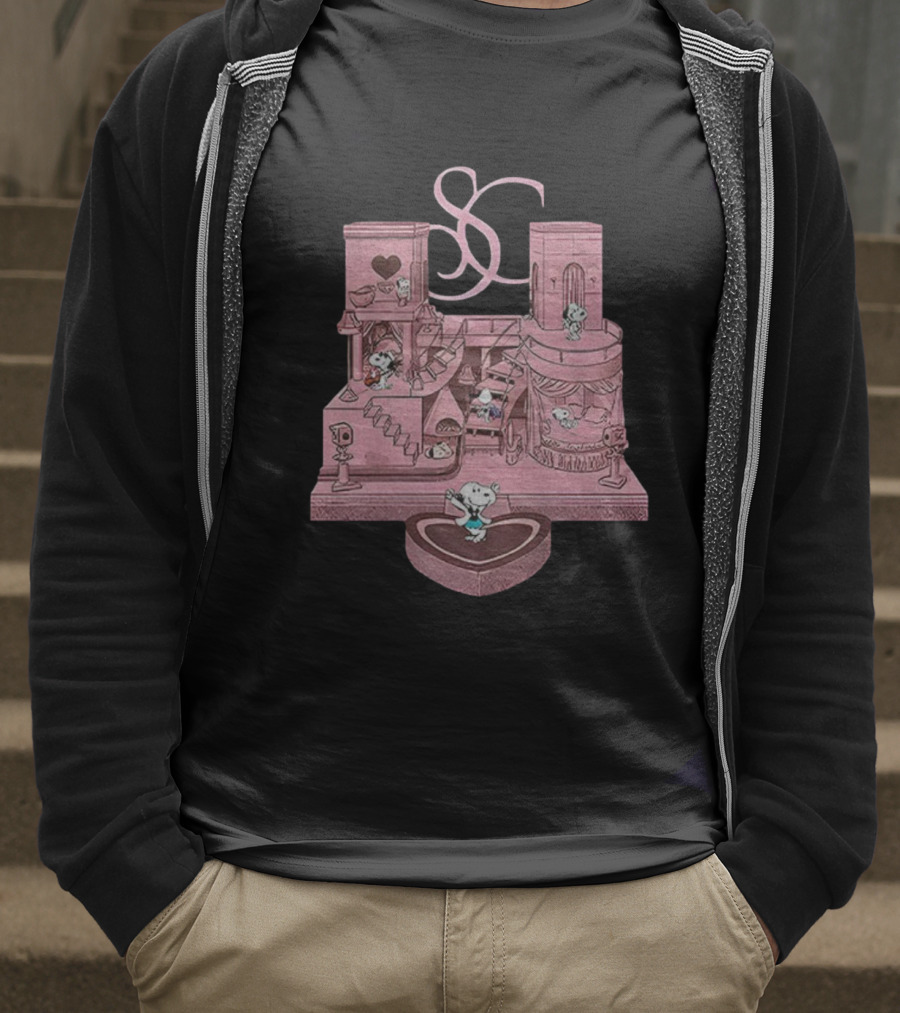 Snoopy Peanuts Sabrina Carpenter Heart House Tour T-Shirt