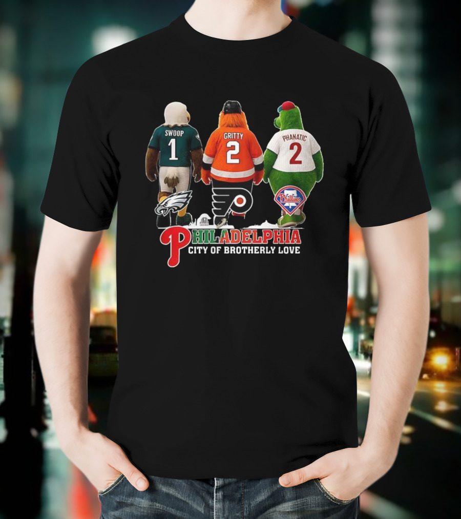 Swoop Gritty Phanatic Philadelphia City Of Brotherly Love Eagles Flyers Phillies T-Shirt