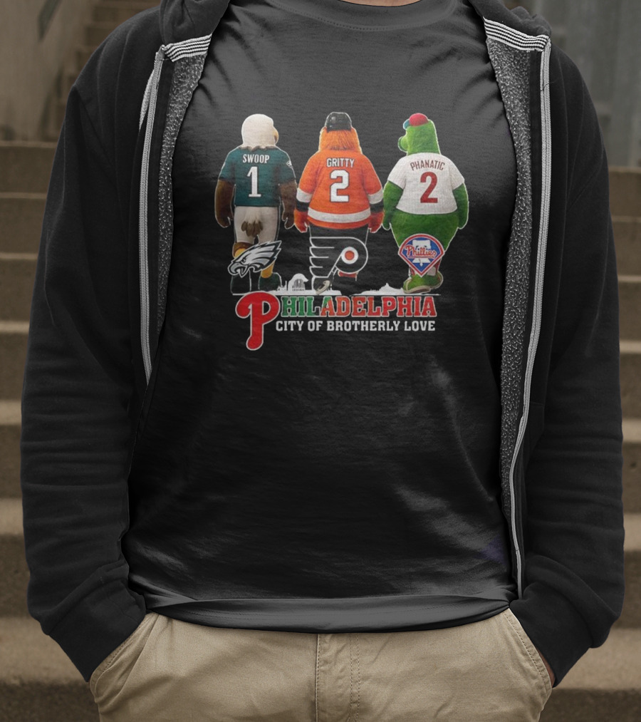 Swoop Gritty Phanatic Philadelphia City Of Brotherly Love Eagles Flyers Phillies T-Shirt