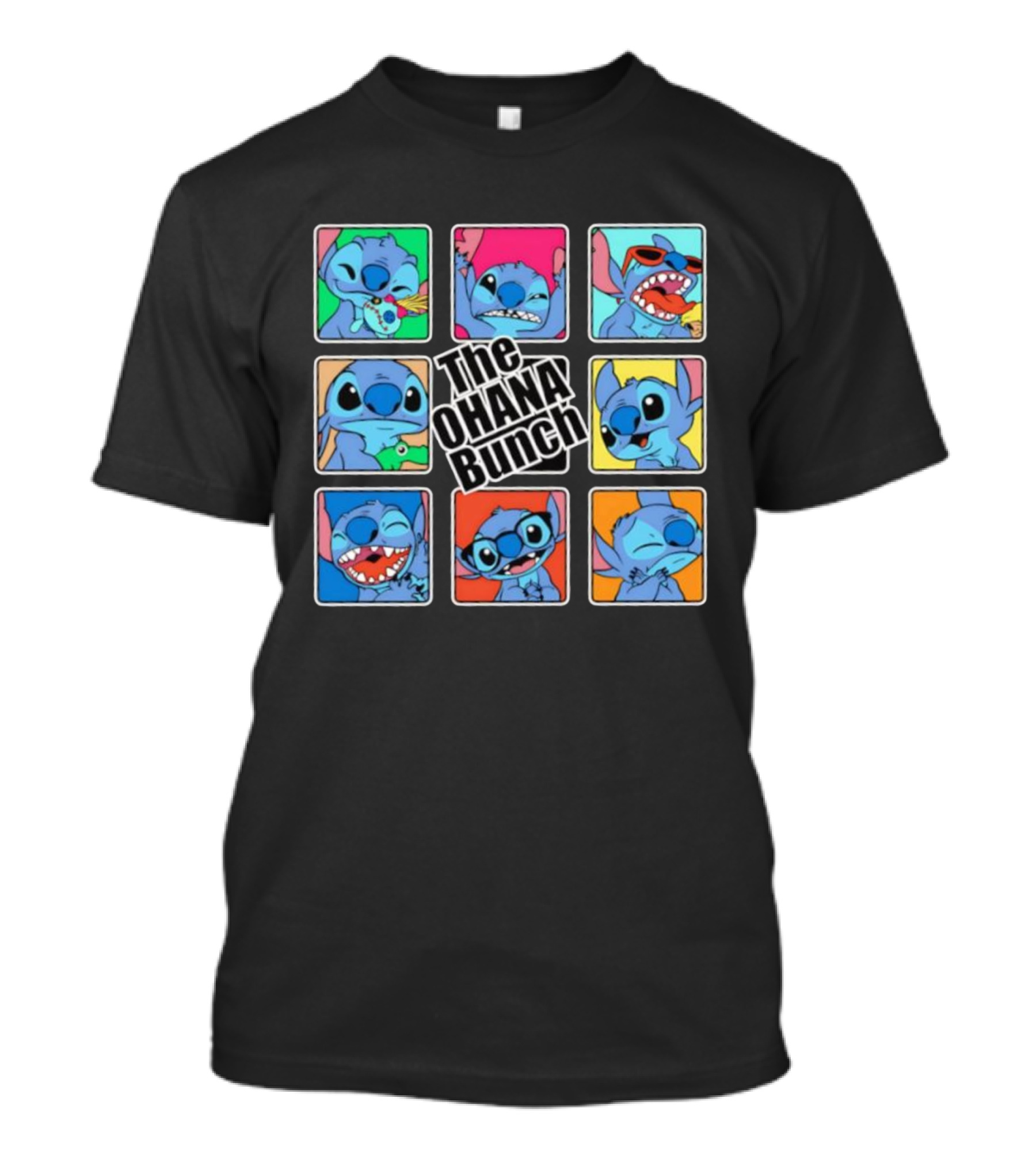 The OHANA Bunch Stitch Nine Panel Grid Colorful Expressions T-Shirt