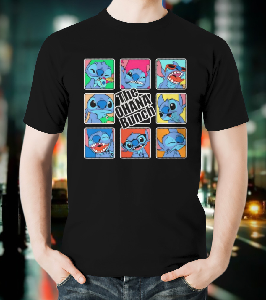 The OHANA Bunch Stitch Nine Panel Grid Colorful Expressions T-Shirt
