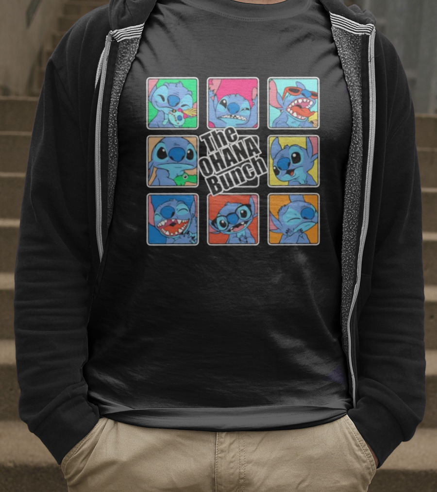 The OHANA Bunch Stitch Nine Panel Grid Colorful Expressions T-Shirt