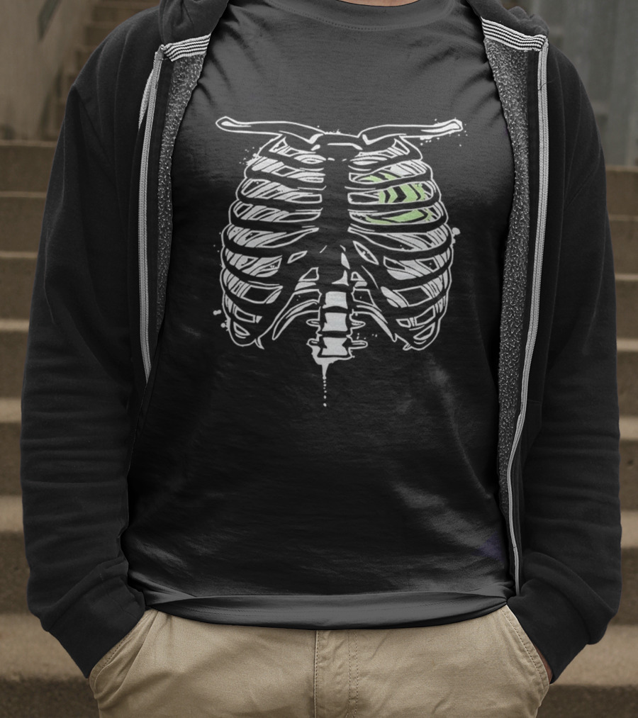 X Ray Chest NVIDIA Heart In Green Rib Cage T-Shirt