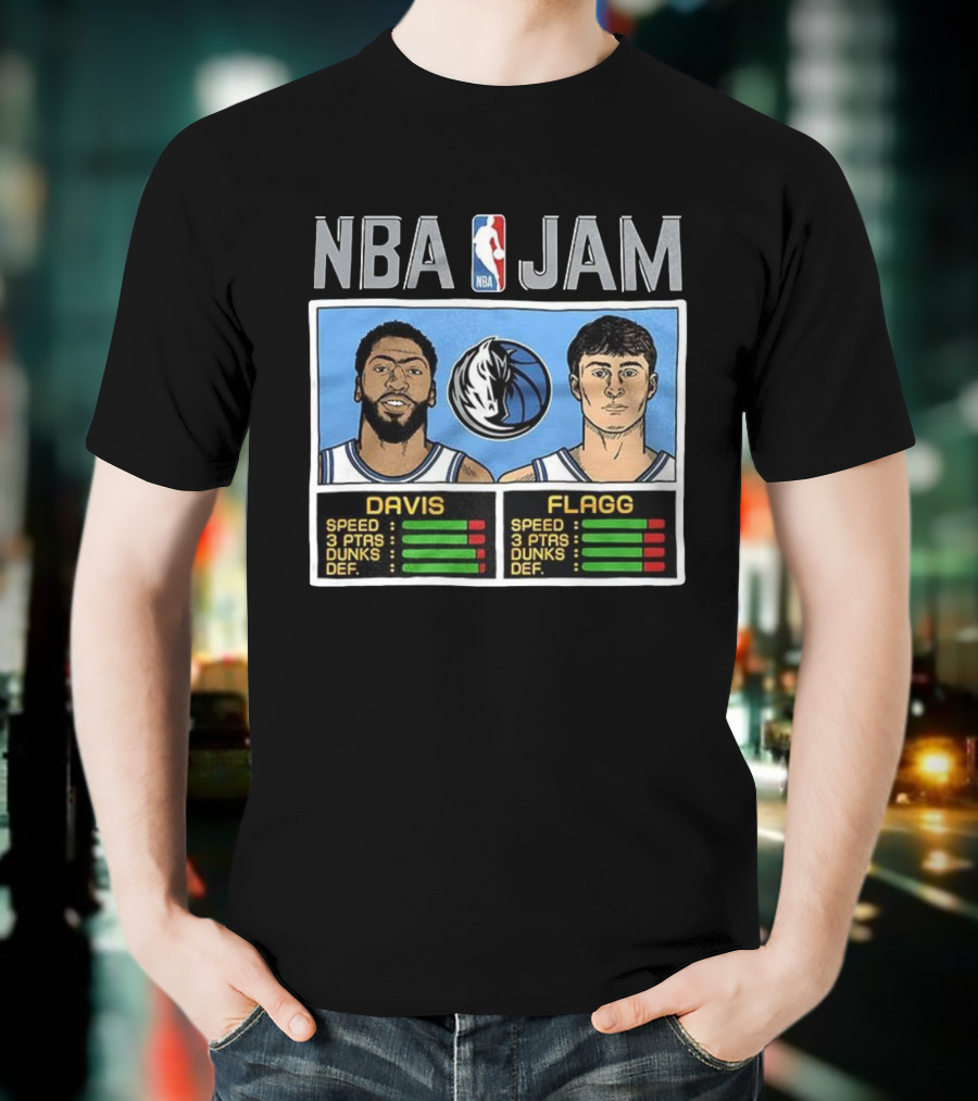 Anthony Davis Cooper Flagg NBA Jam Dallas Mavericks Retro Style T-Shirt