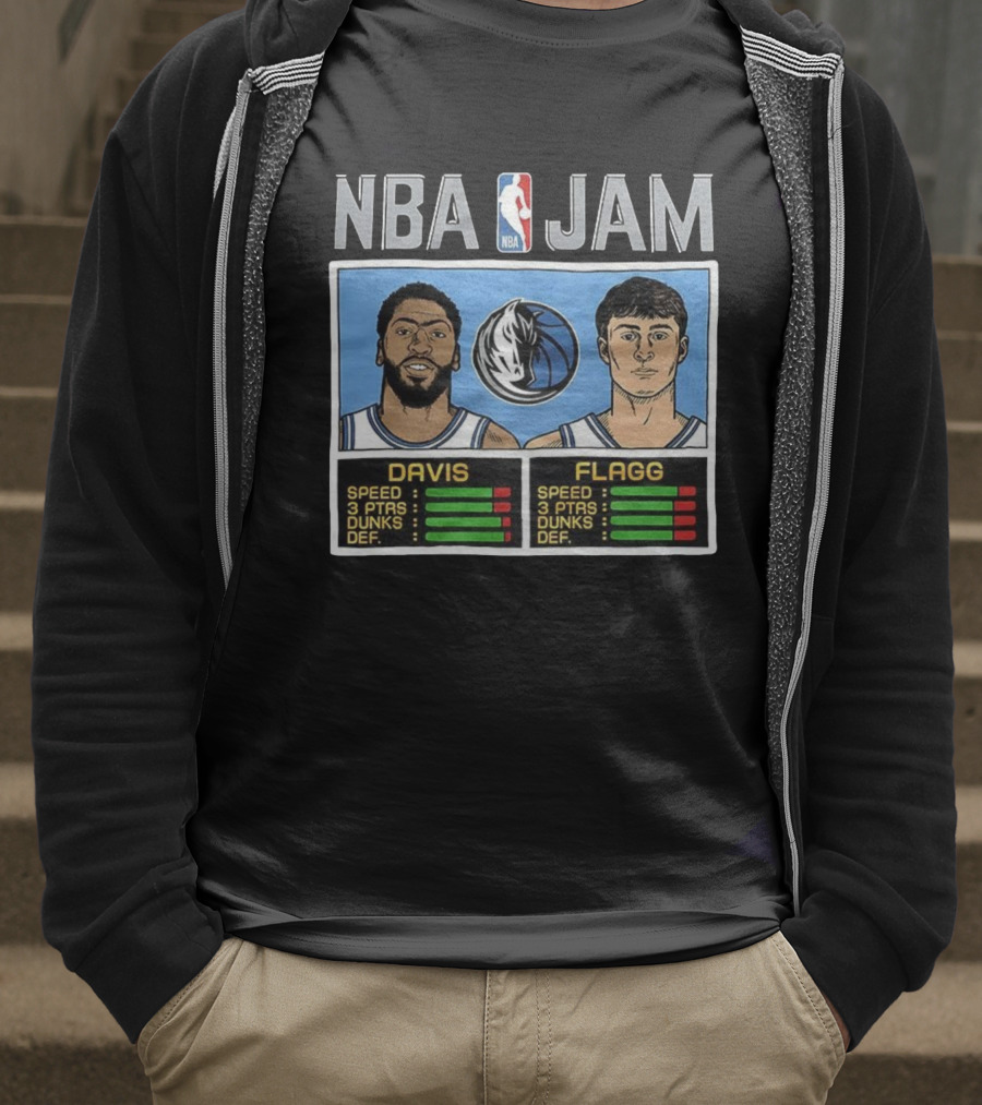 Anthony Davis Cooper Flagg NBA Jam Dallas Mavericks Retro Style T-Shirt