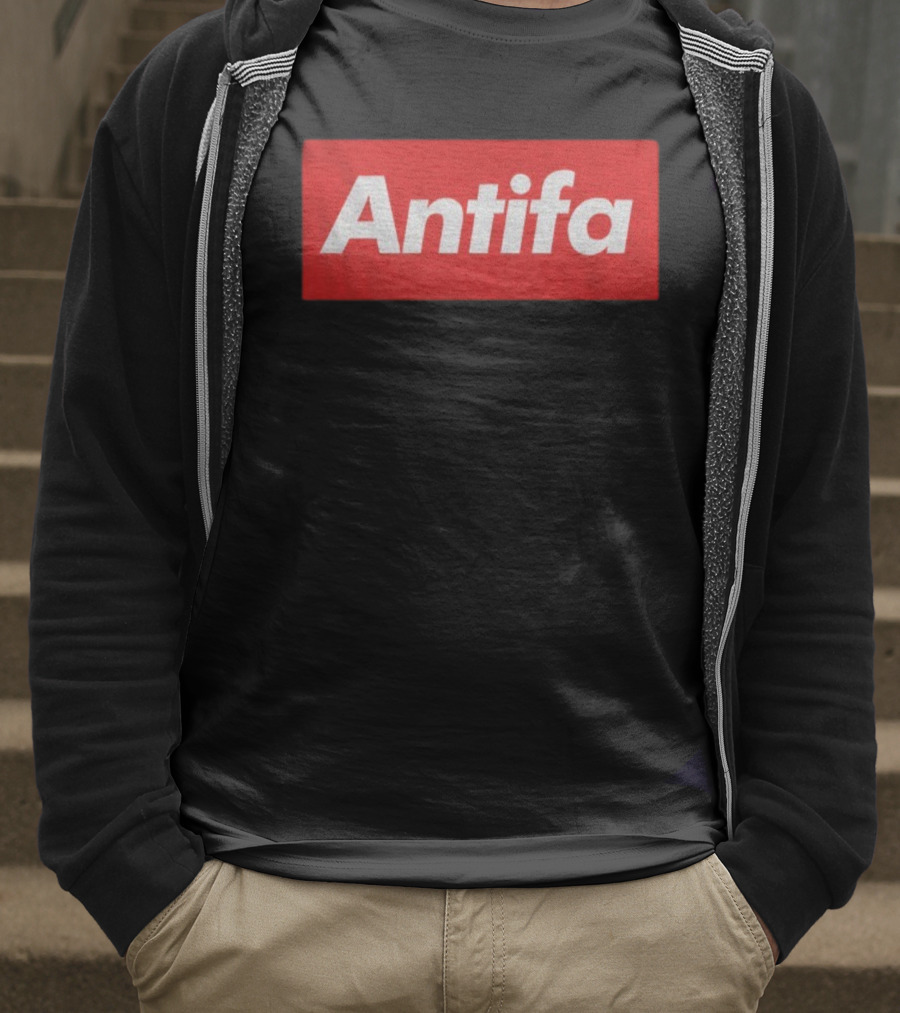Antifa Supre American Antifascist Political Red Rectangle T-Shirt