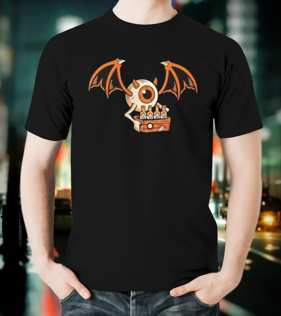 Flying Eyeball Monster With Wings Carrying Six-Pack T-Shirt