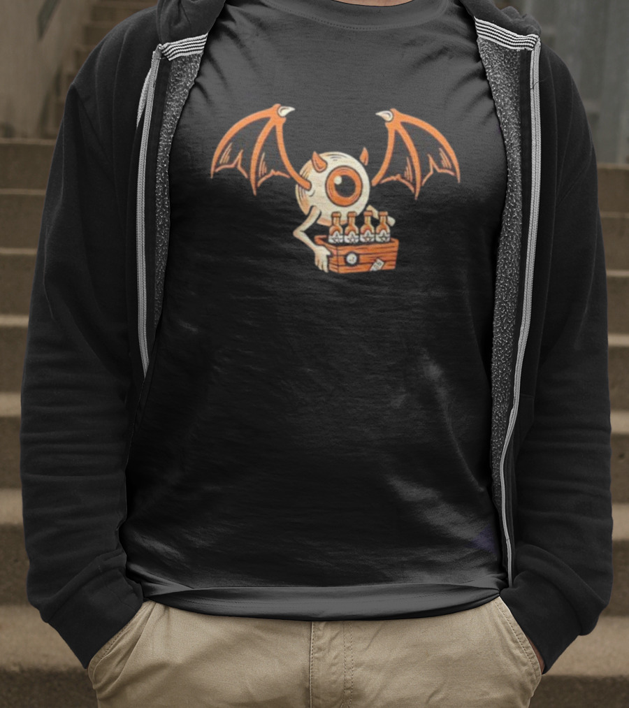 Flying Eyeball Monster With Wings Carrying Six-Pack T-Shirt