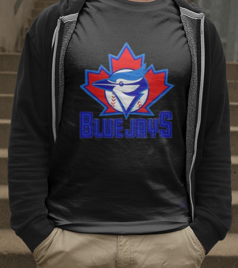 Toronto Blue Jays Emblem In Red Maple Leaf Icon Blue Jays T-Shirt