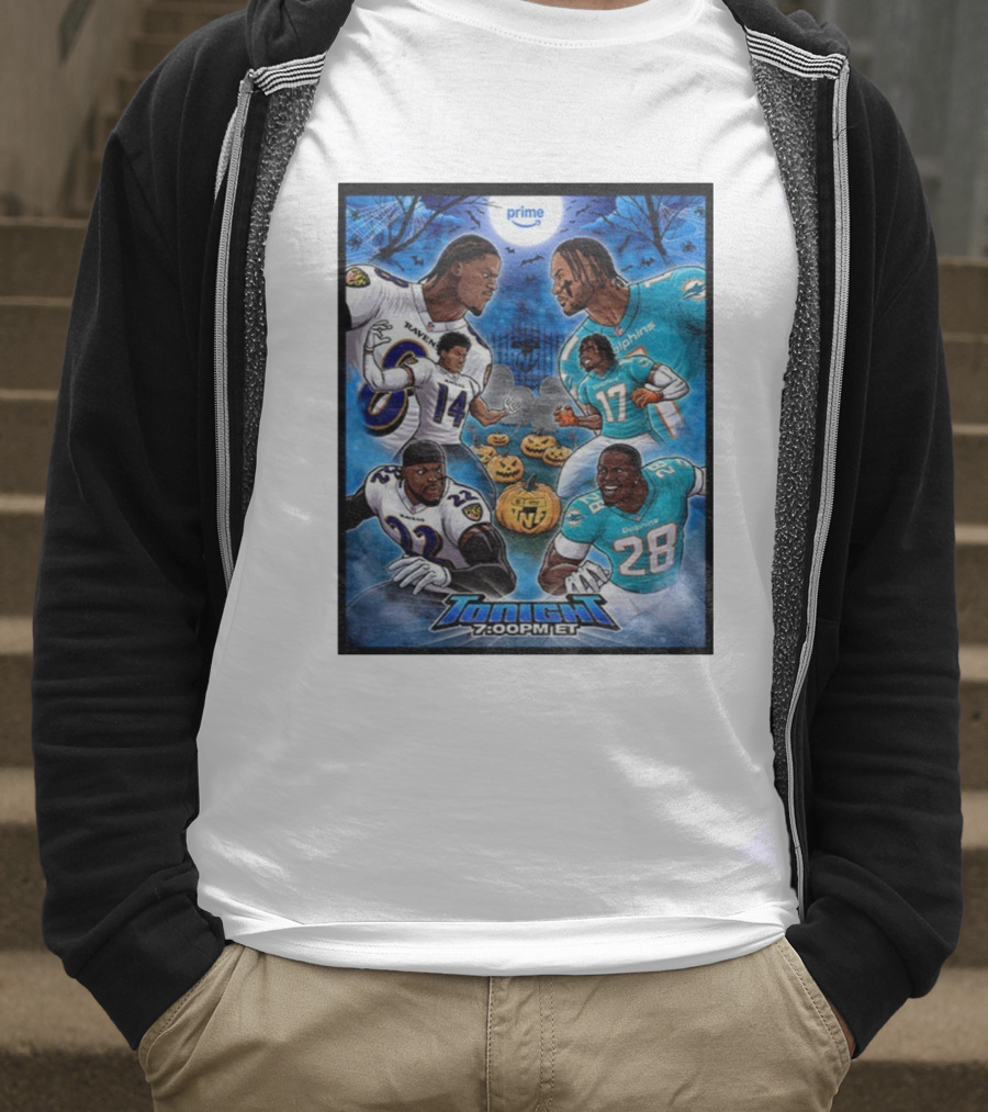 Baltimore Ravens Vs Miami Dolphins Halloween 2025 NFL Prime Tonight 7:00PM ET T-Shirt