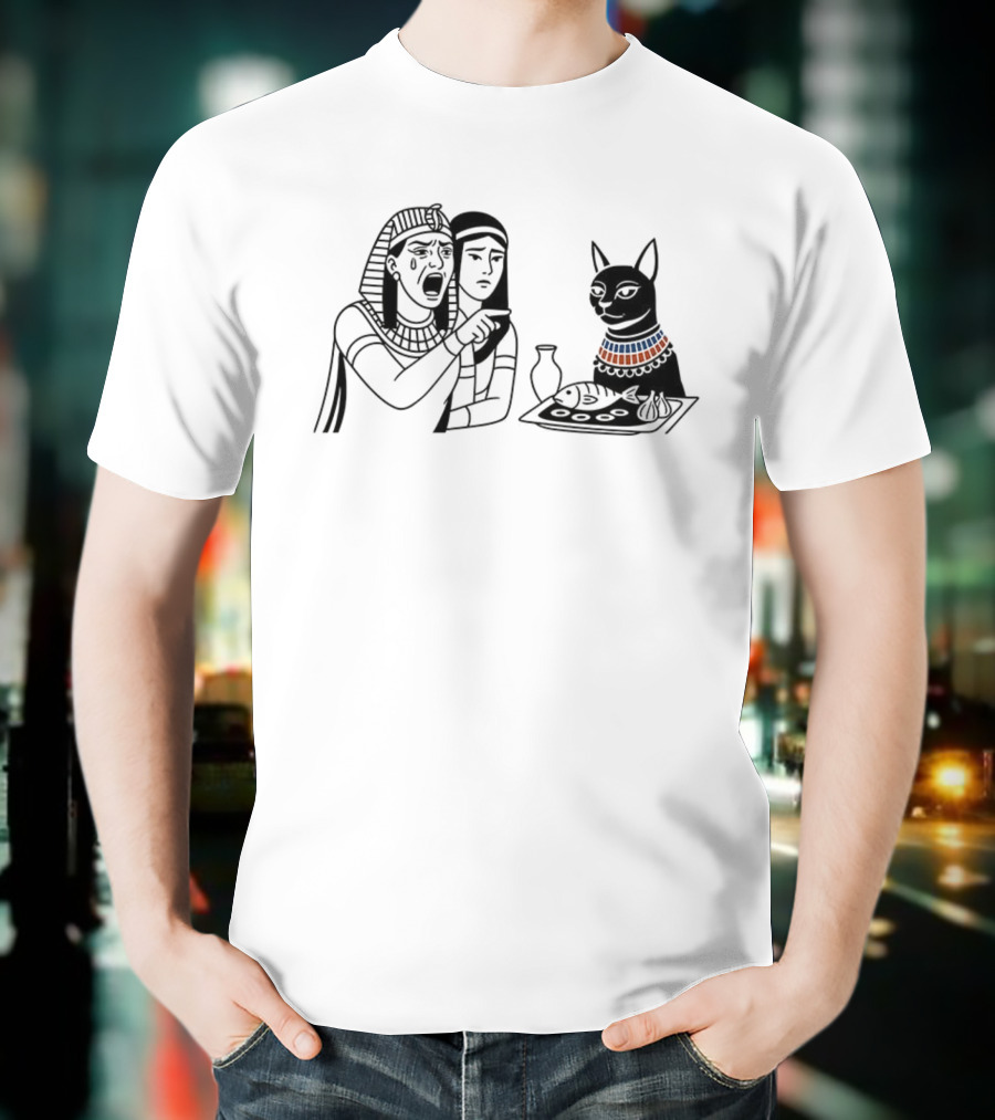 Egyptian Woman Yelling At Cat Goddess Bastet Meme Illustration T-Shirt