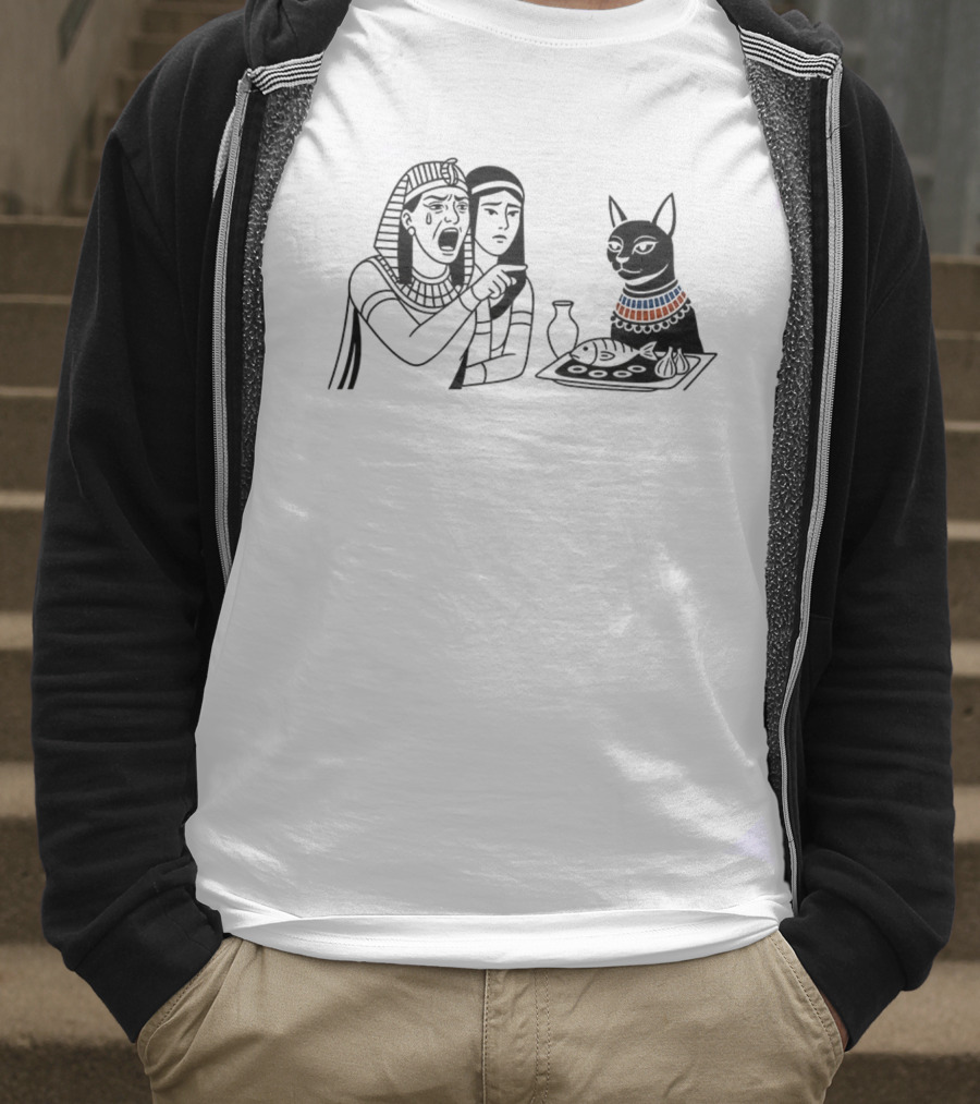 Egyptian Woman Yelling At Cat Goddess Bastet Meme Illustration T-Shirt