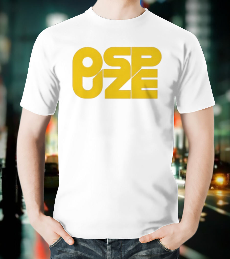 Ospuze Yellow Bold Text Logo T-Shirt