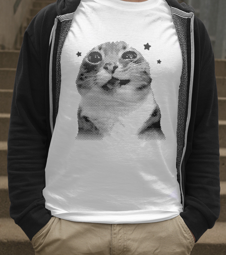 Rigby Cat Floating In Space Retro Star Meme T-Shirt
