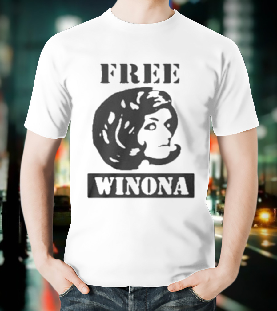 Free Winona Ryder Retro Stencil Style T-Shirt