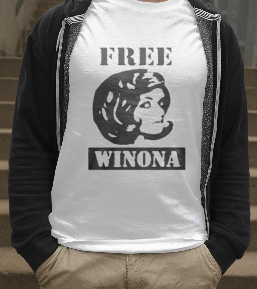 Free Winona Ryder Retro Stencil Style T-Shirt