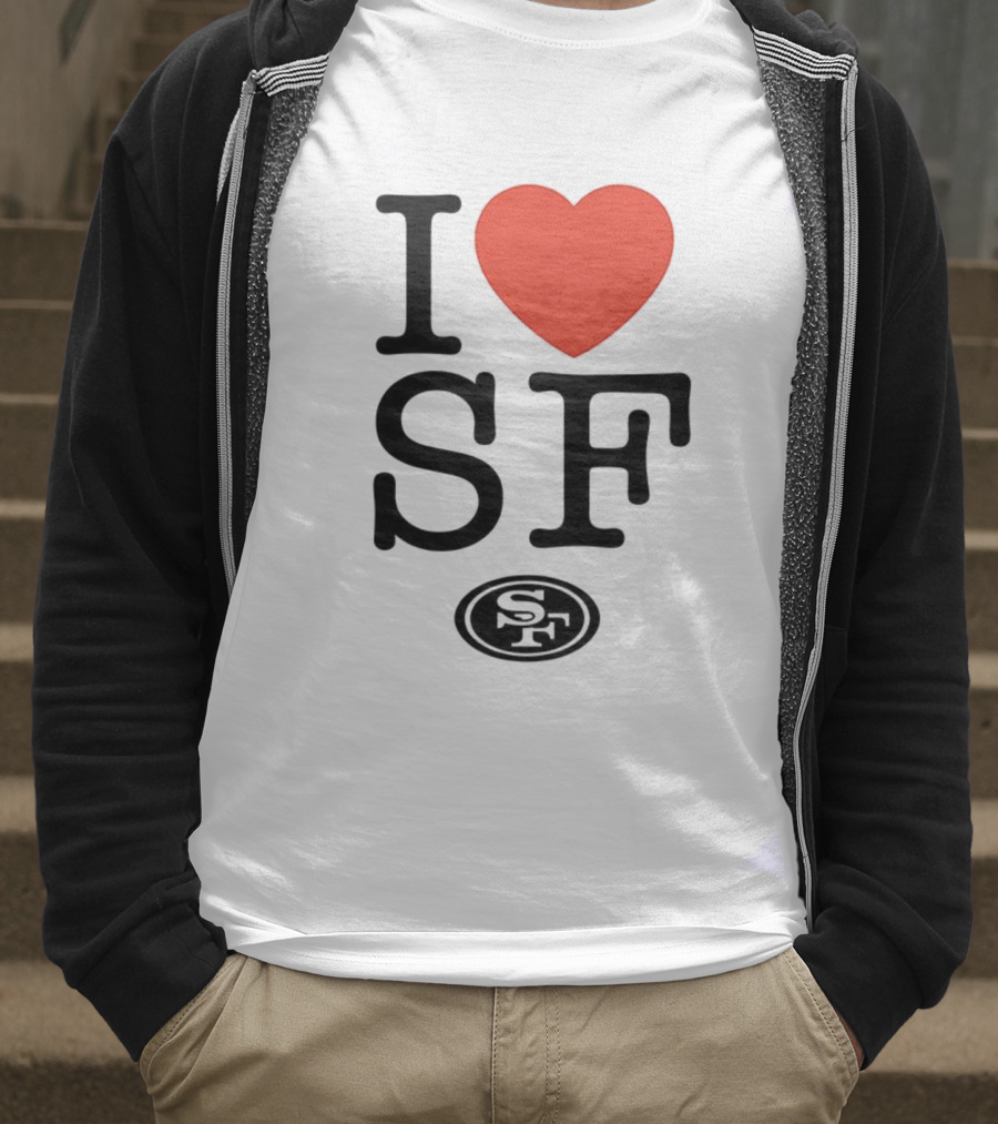 San Francisco 49ers I Love SF Heart Symbol Football Team Logo T-Shirt