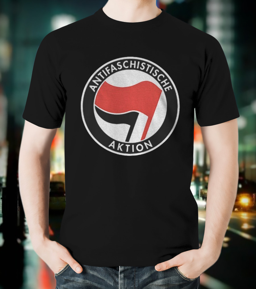 Antifaschistische Aktion Red Black Flags Anti Fascist Symbol T-Shirt