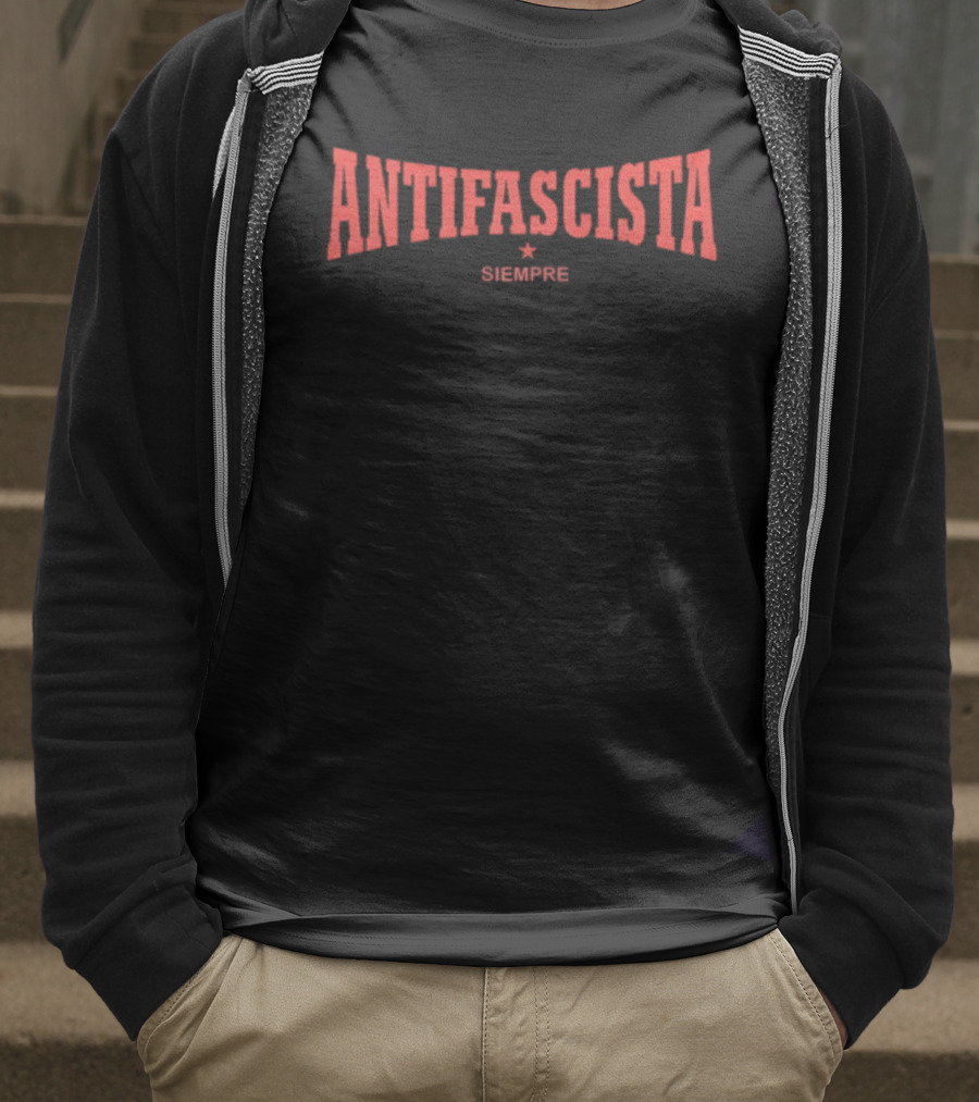 Antifascista Siempre Bold Red Arch Text With Star Symbol T-Shirt