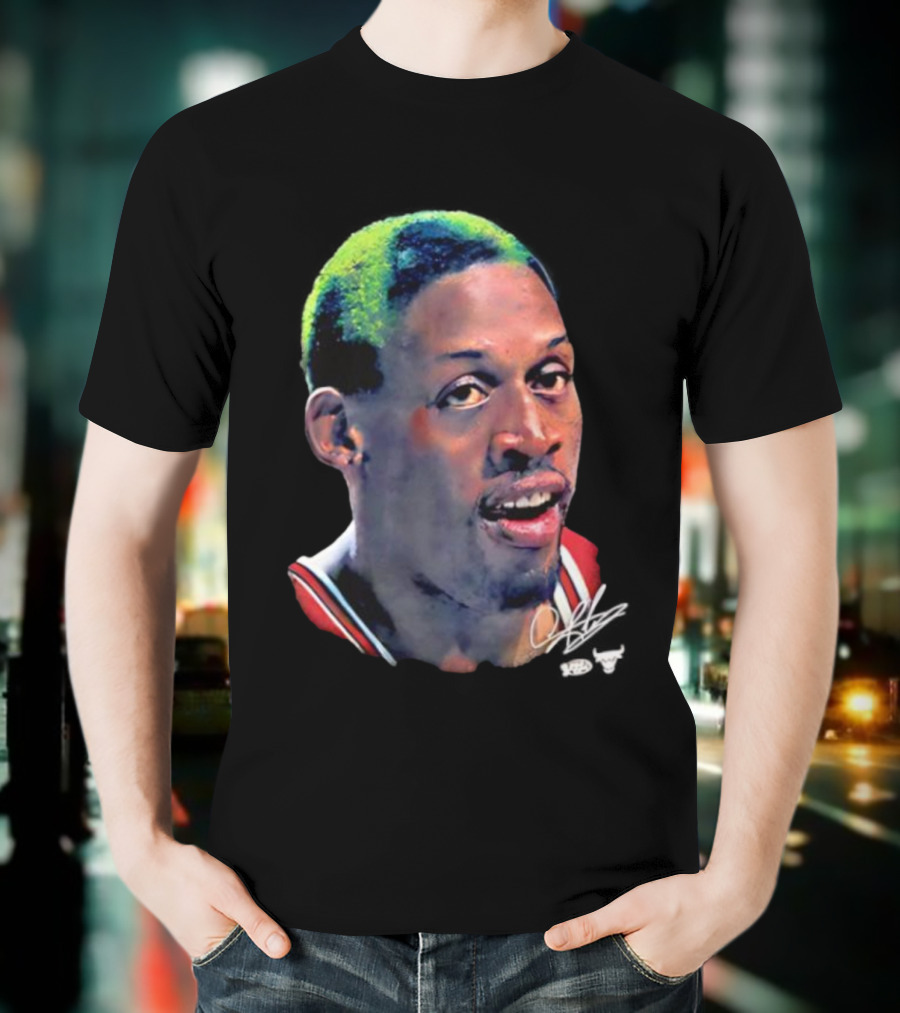 Chicago Bulls Dennis Rodman Big Face Signature T-Shirt