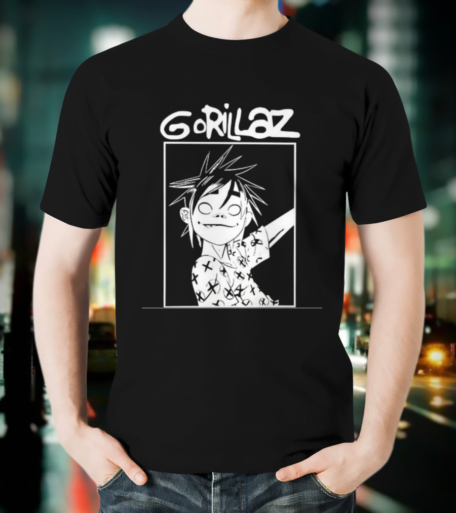 Gorillaz Black White Character Graphic T-Shirt