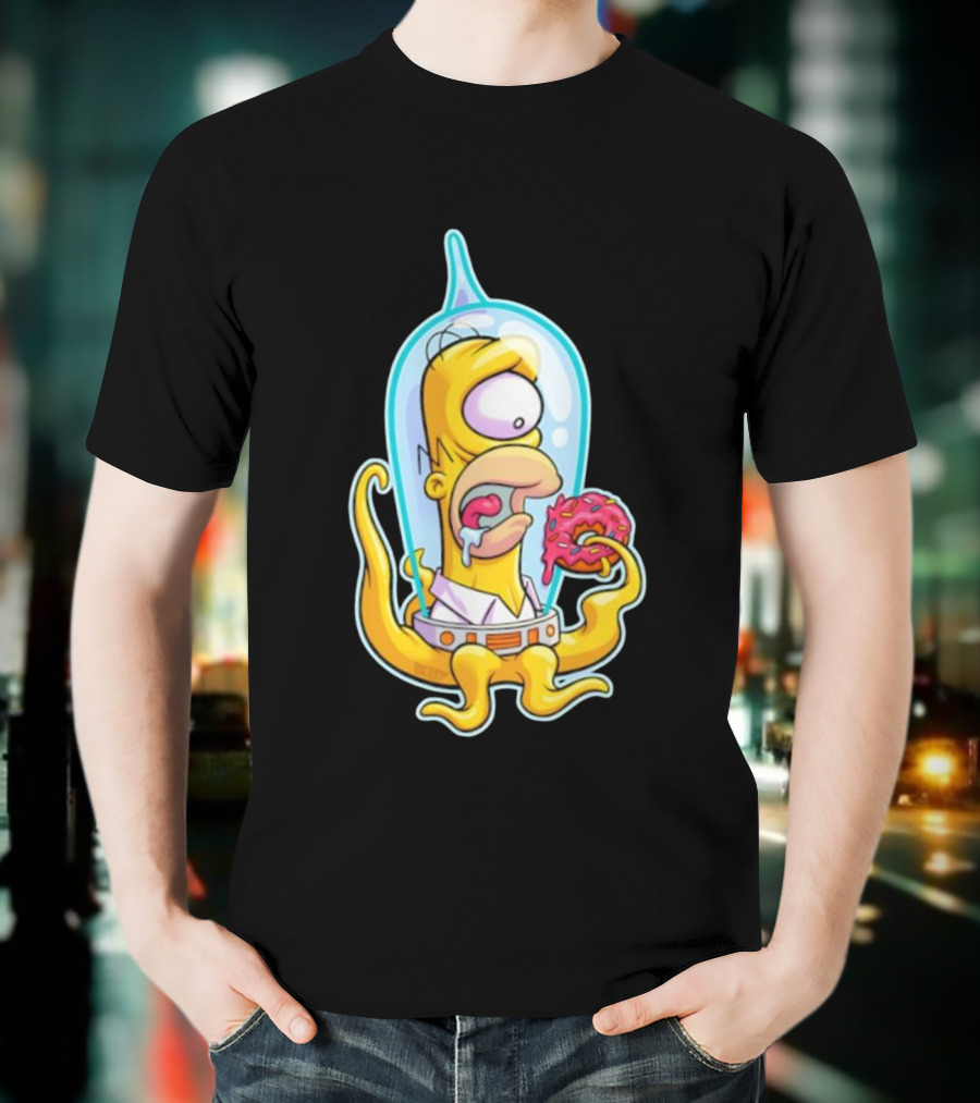 HO-MAR Simpsalien Homer Simpson BeastWreck Halloween Character Donut Space Alien T-Shirt
