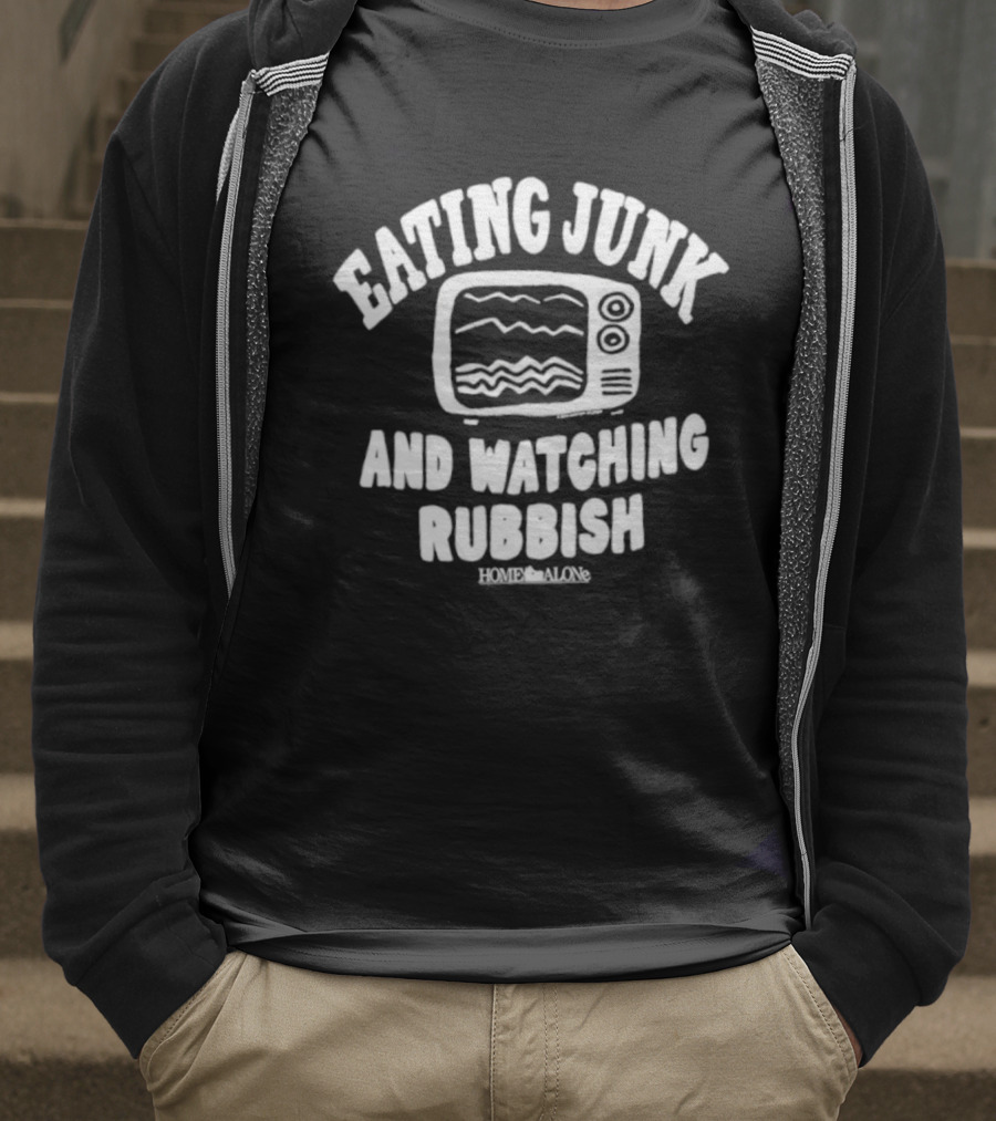 Home Alone Eating Junk Ing Rubbish TV Retro Humor T-Shirt