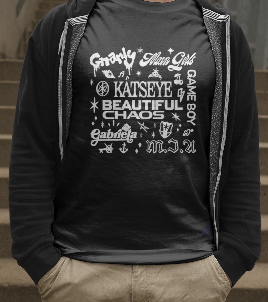 Katseye Tour Beautiful Chaos Groovy Alien Girl Game Boy Galaxy Adventure 90s Retro Style T-Shirt