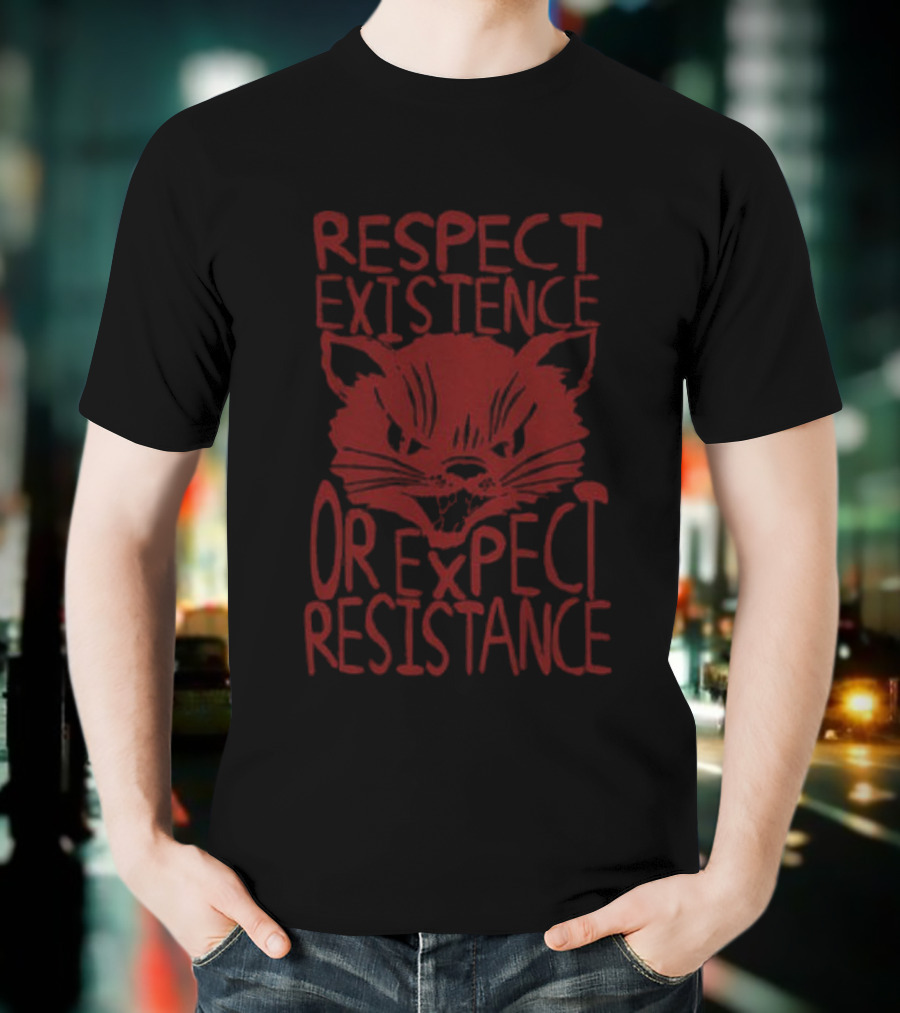 Sabo Tabby Respect Existence Or Expect Resistance Punk Leftist Socialist Cat T-Shirt