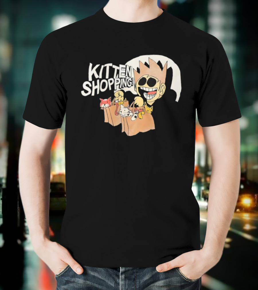 Tom Eddsworld Kitten Shopping Bags With Kittens Playful Cartoon Illustration T-Shirt