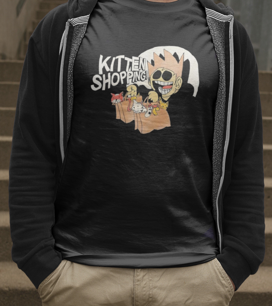 Tom Eddsworld Kitten Shopping Bags With Kittens Playful Cartoon Illustration T-Shirt