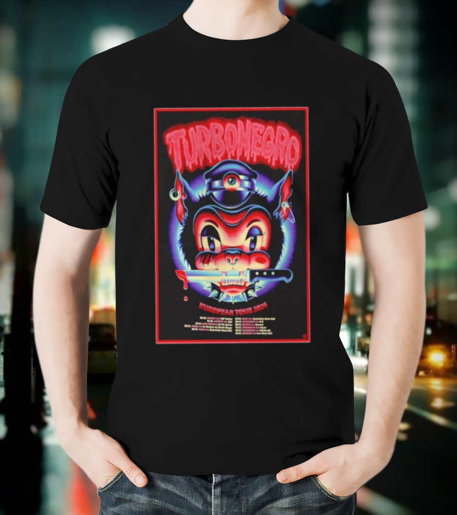 Turbonegro European Tour 2025 With Devilish Cat And Knife T-Shirt