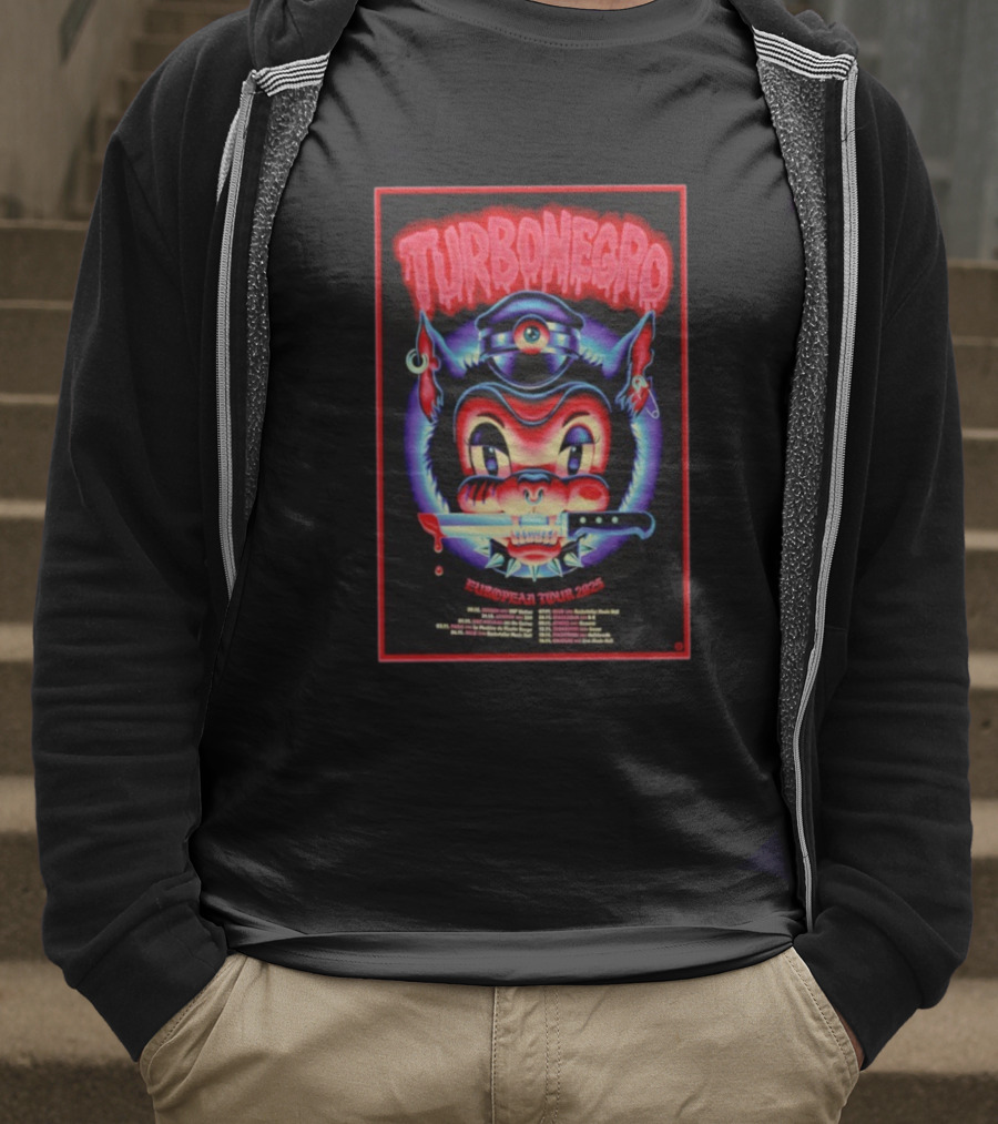 Turbonegro European Tour 2025 With Devilish Cat And Knife T-Shirt