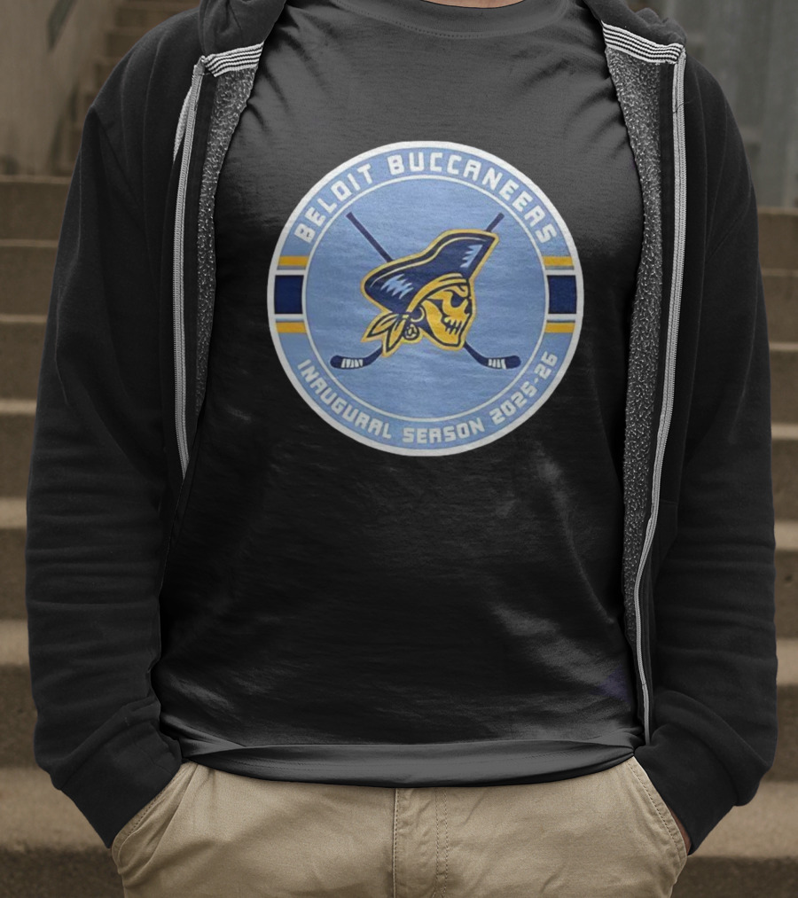 Beloit Buccaneers Inaugural Season 2025-2026 Hockey Team Skull Pirate Logo T-Shirt