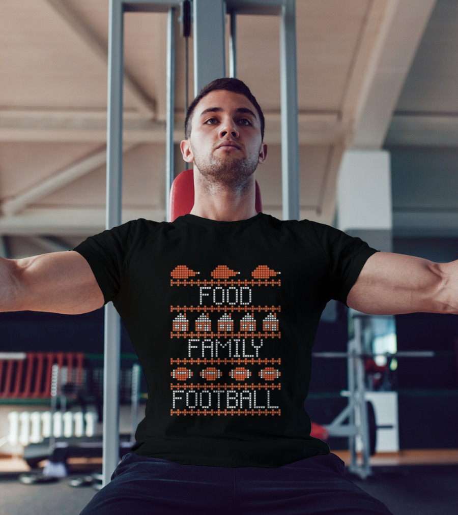 Food Family Football Thanksgiving Ugly Sweater Style T-Shirt