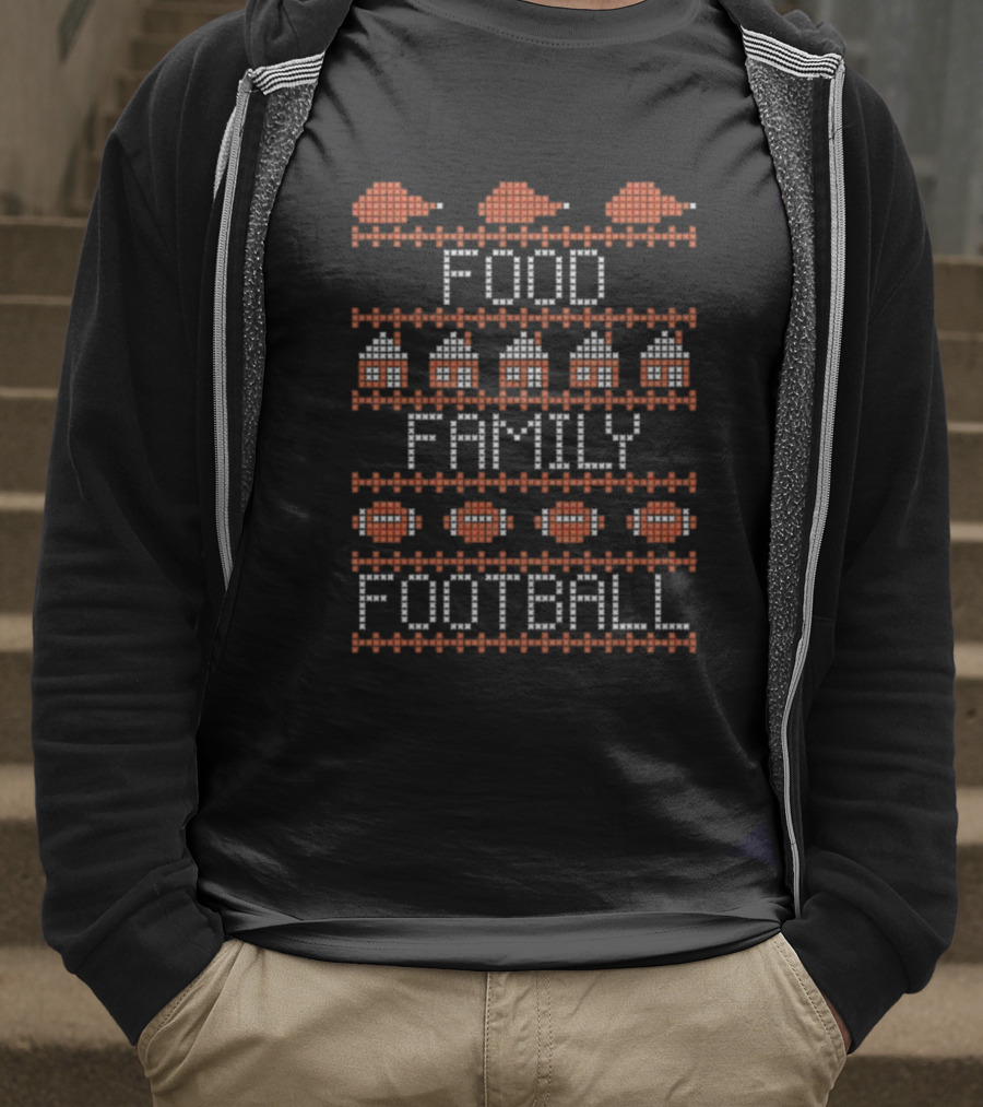 Food Family Football Thanksgiving Ugly Sweater Style T-Shirt