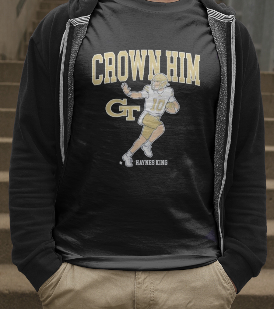 Crown Him GT 10 Georgia Tech Yellow Jackets Football T-Shirt