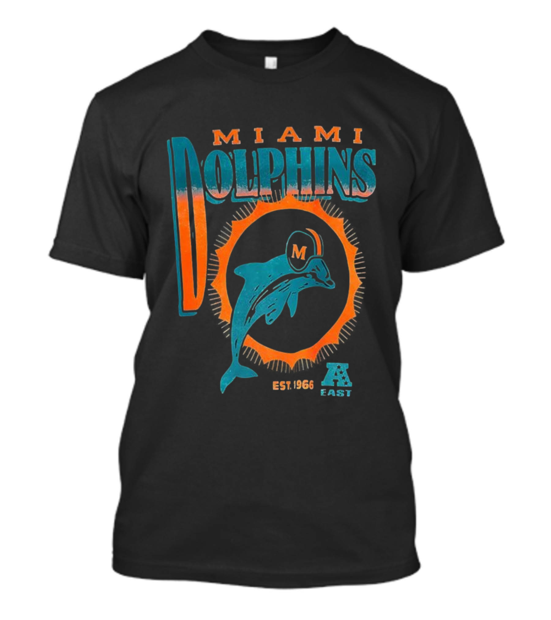 Miami Dolphins Est 1966 AFC East Vintage Football Dolphins M Helmet T-Shirt