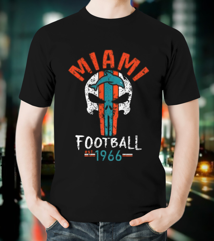 MIAMI Football Skull Est 1966 T-Shirt